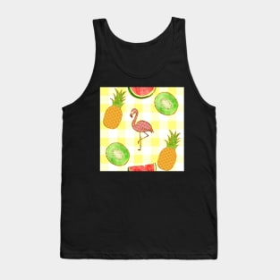 flamingo,  yellow, square, pineapple, banana, yellow, orange, juicy, fruit, glitter, gold, summer, pattern, funny, sunny Tank Top